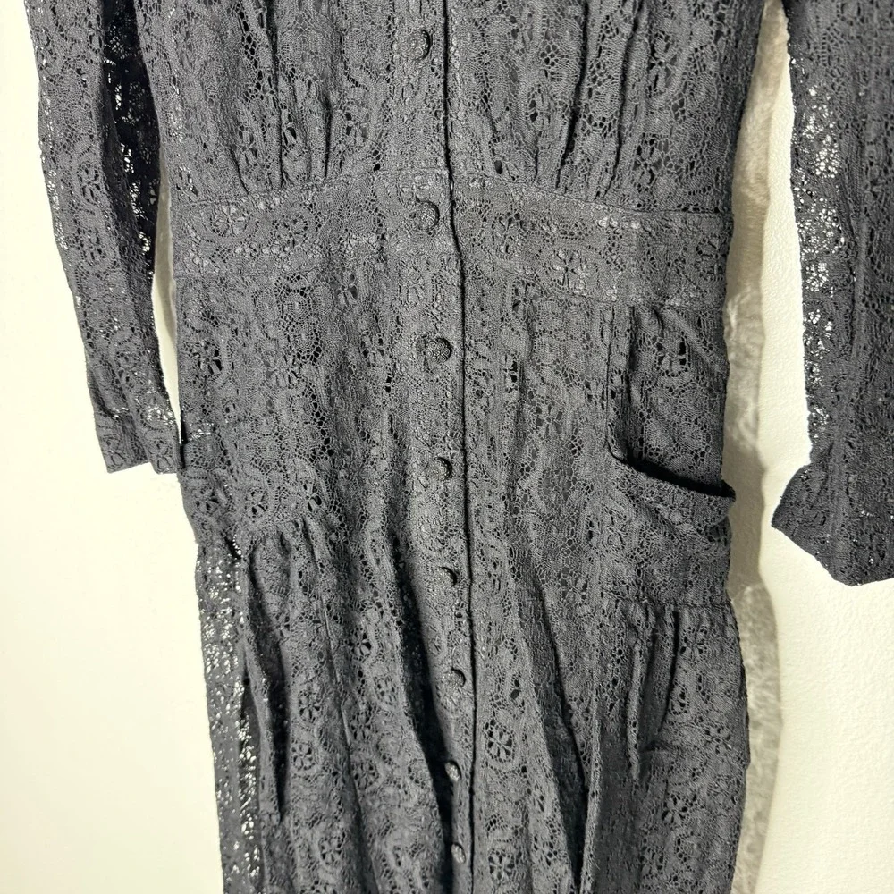 New Vintage‎ Karin Steven's Black Lace Whimsigoth Classic Midi Dress Dark Fairy